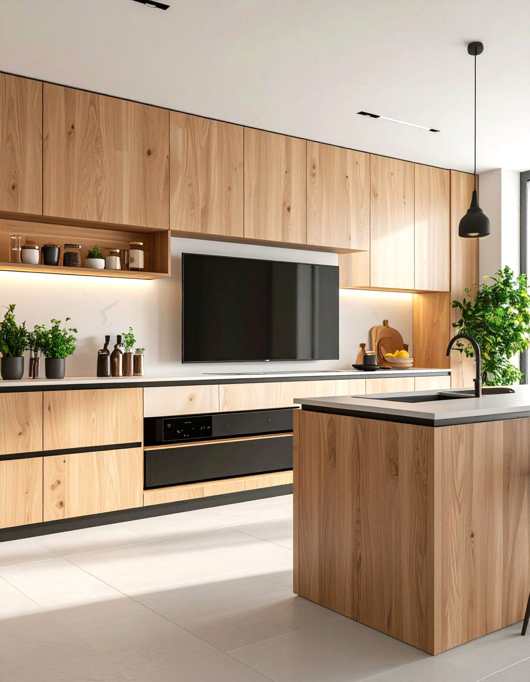 Kitchen TV Paired with a Soundbar - 30 kitchen tv ideas