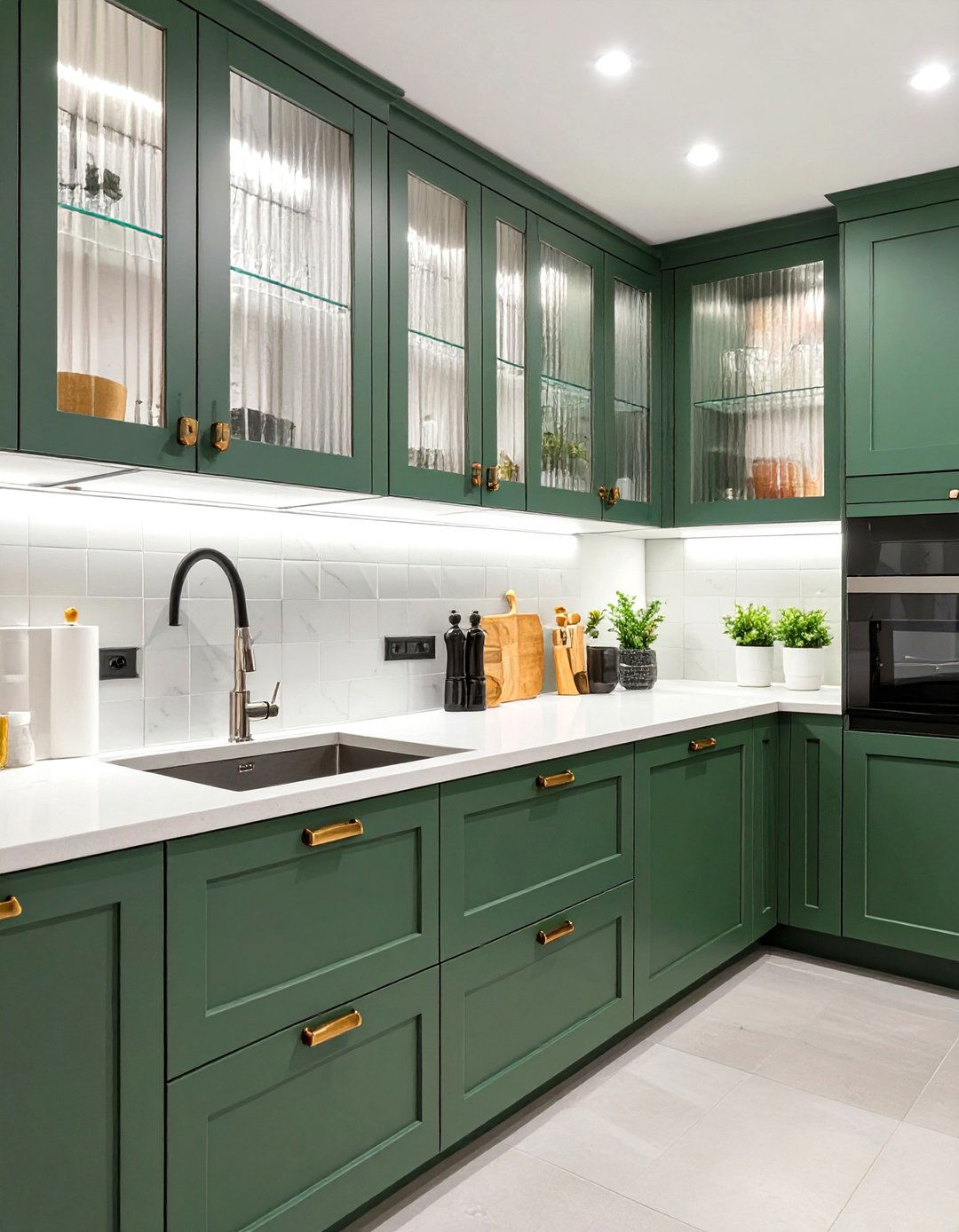 Kitchen with a Fluted Glass Cabinetry - 30 contemporary kitchen ideas