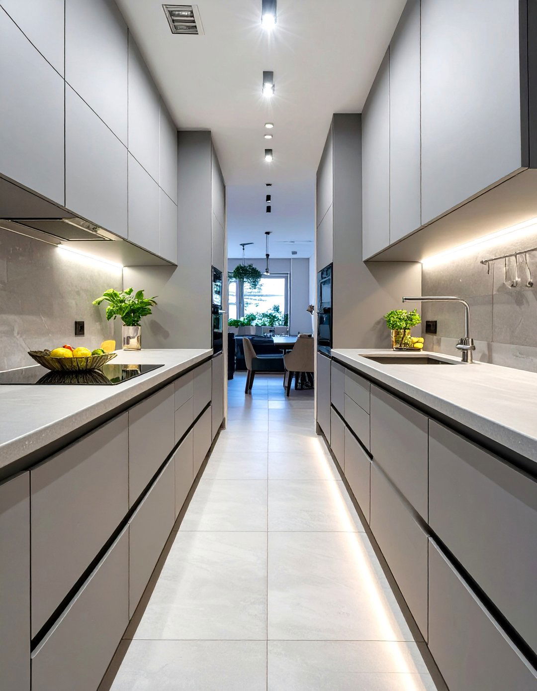 Kitchen with a Galley Layout and a Central Walkway - 30 ultra modern luxury modern kitchen designs