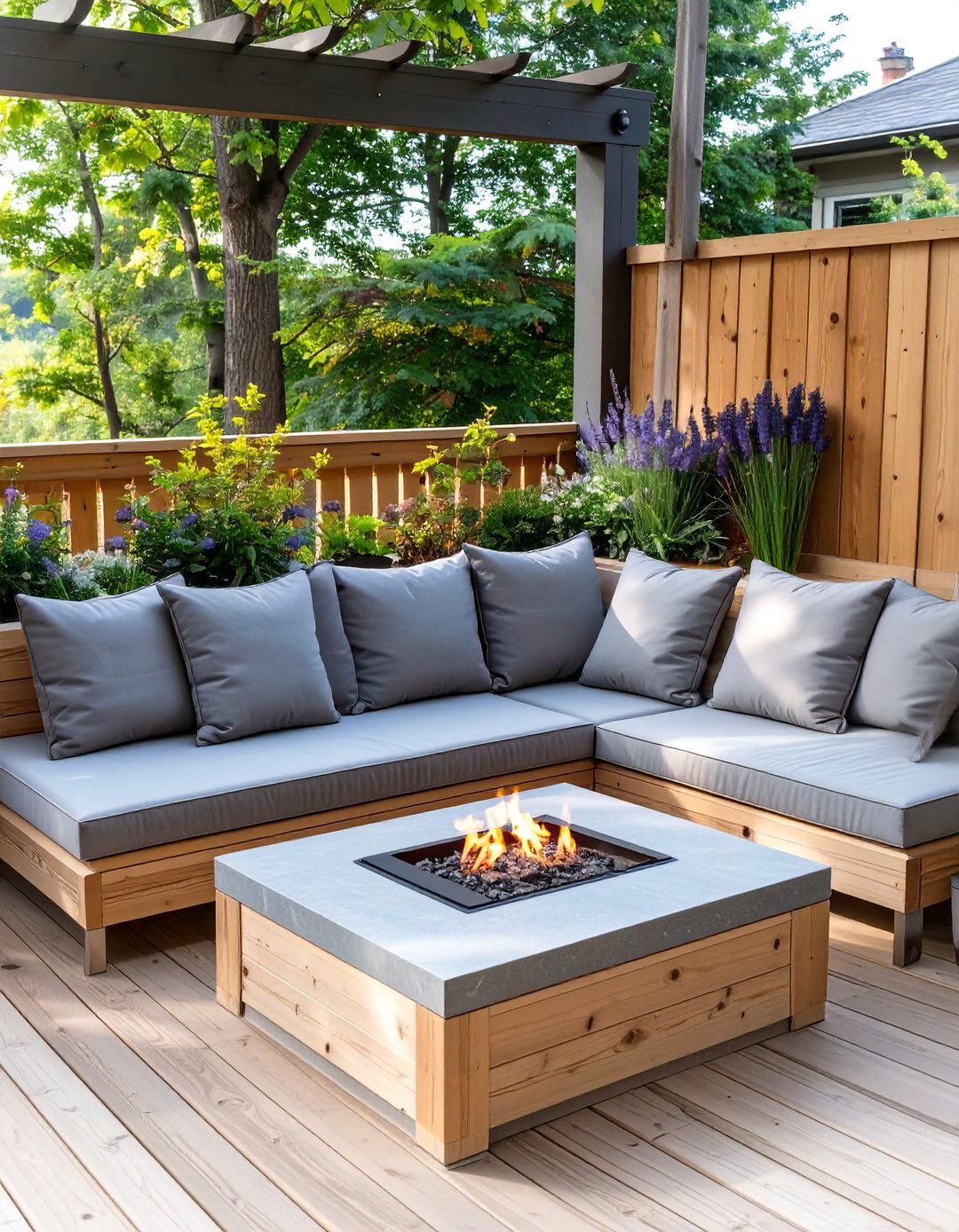 L Shaped Corner Nook Deck Bench - 30 deck bench ideas