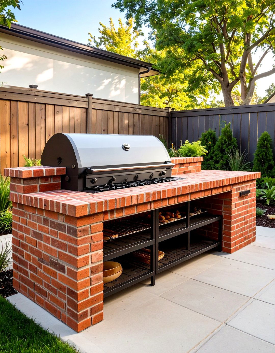 L Shaped Outdoor Brick BBQ and Prep Station - 30 outdoor brick bbq designs pictures