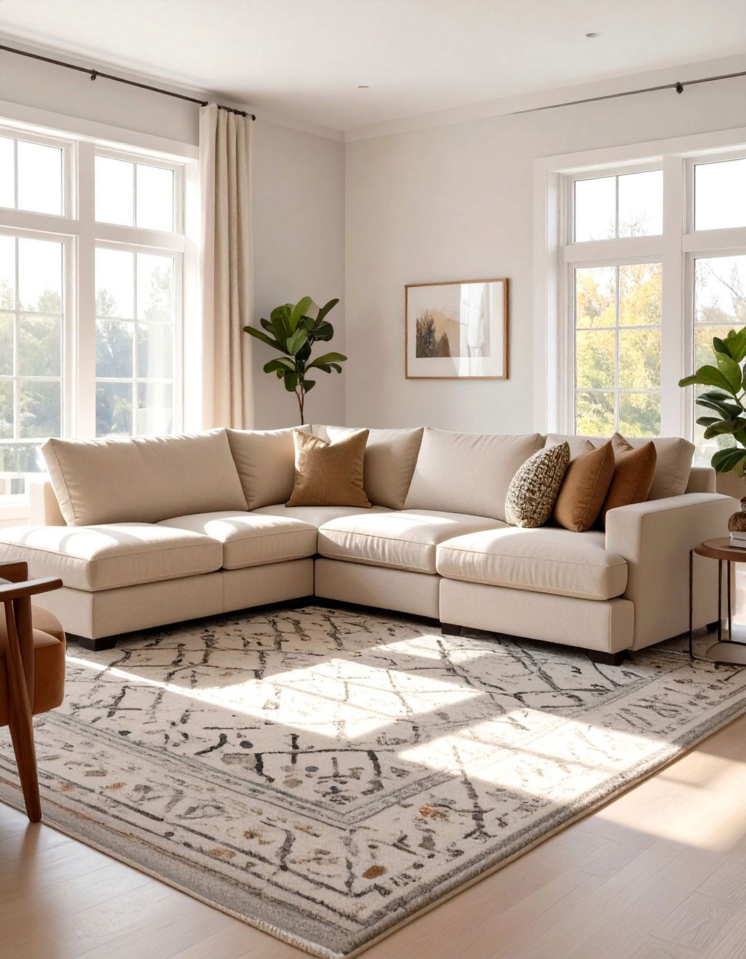 L Shaped Sectional Against a Corner - 30 sectional living room ideas