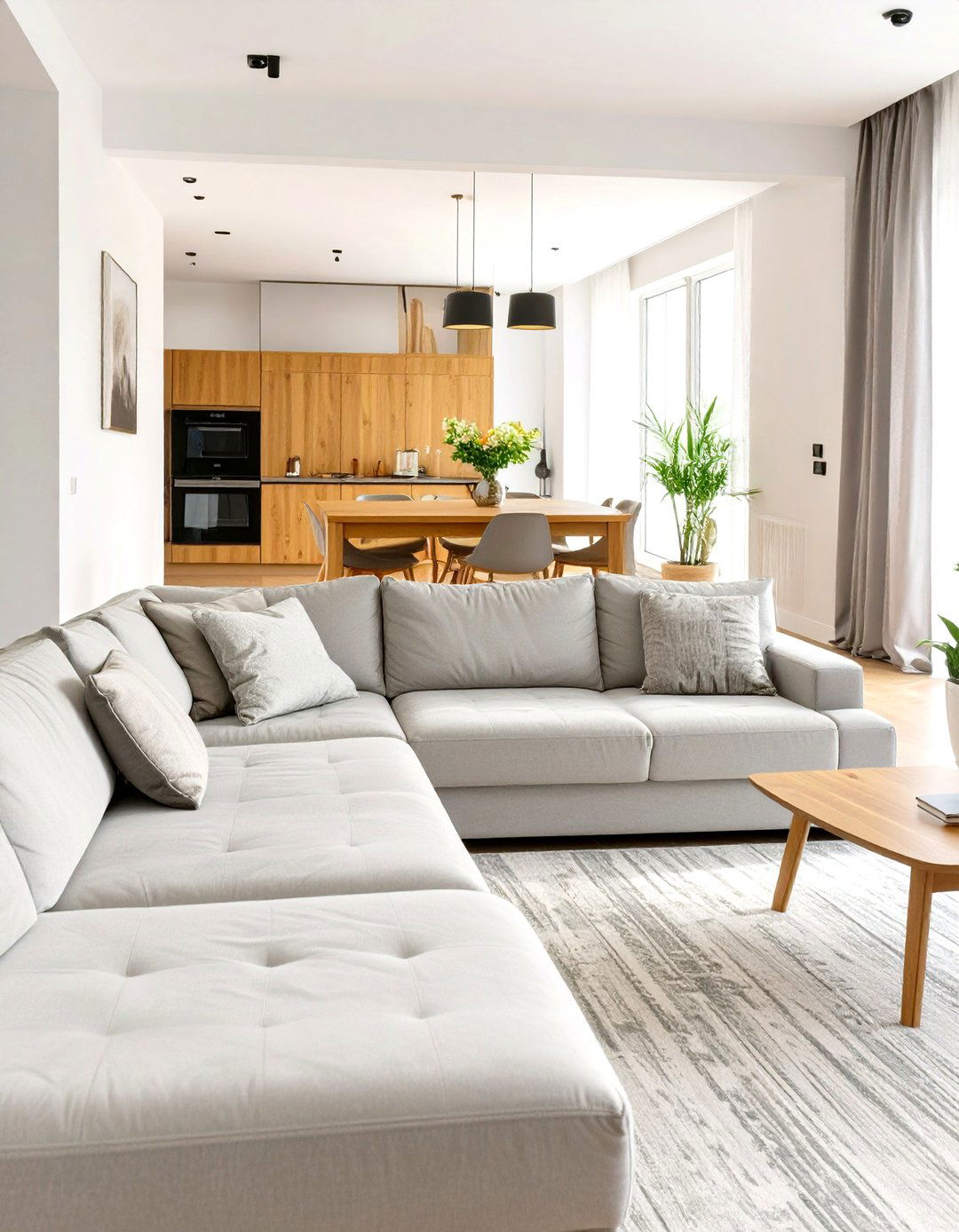 L Shaped Sectional to Frame the Living Area - 30 small living room dining room combo layout ideas