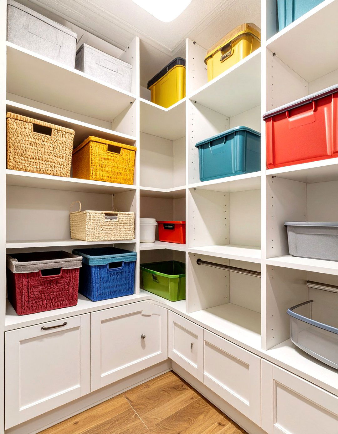 L Shaped Shelving Layout for Corner Pantries - 30 small walk-in pantry ideas