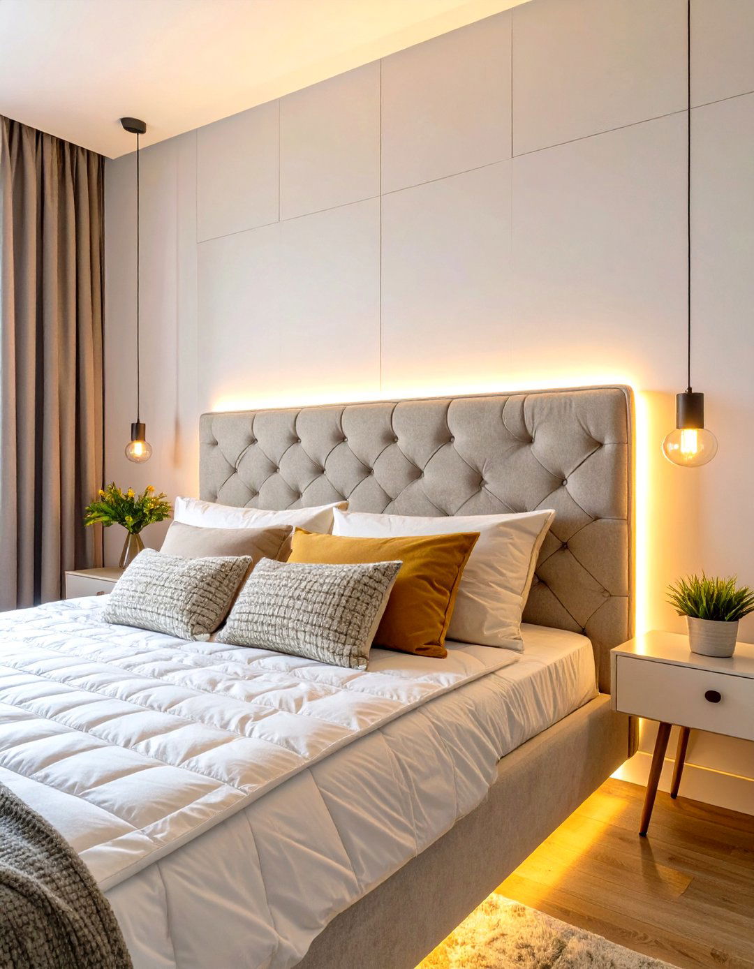 LED Backlit Headboard - 30 teenage girl bedroom ideas with led lights