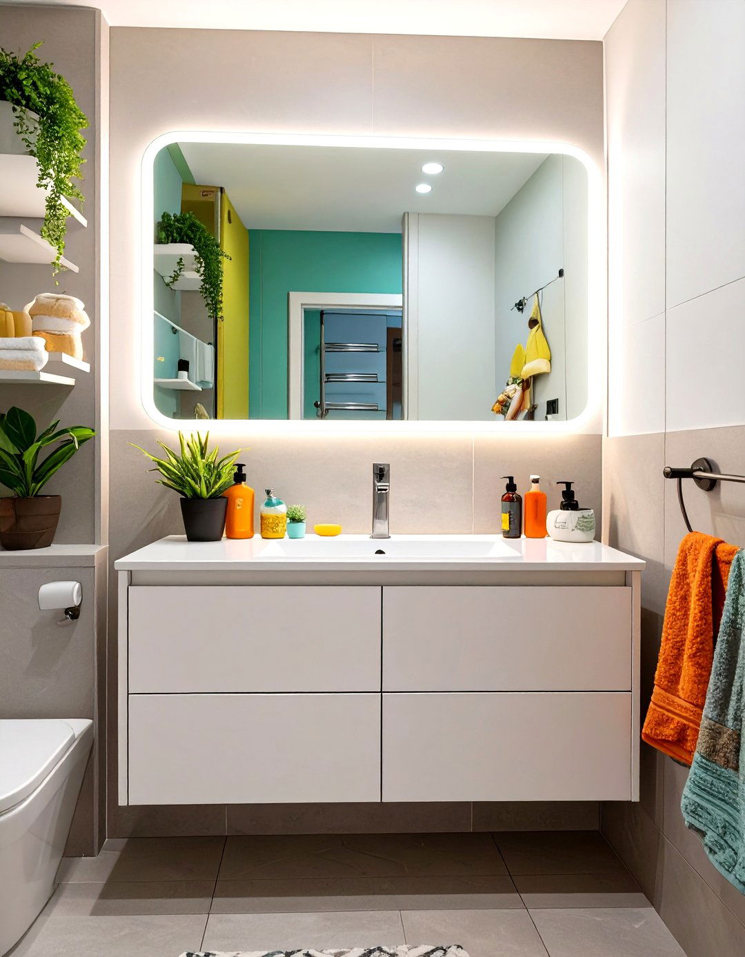 LED Backlit Mirror - 30 teen bathroom ideas