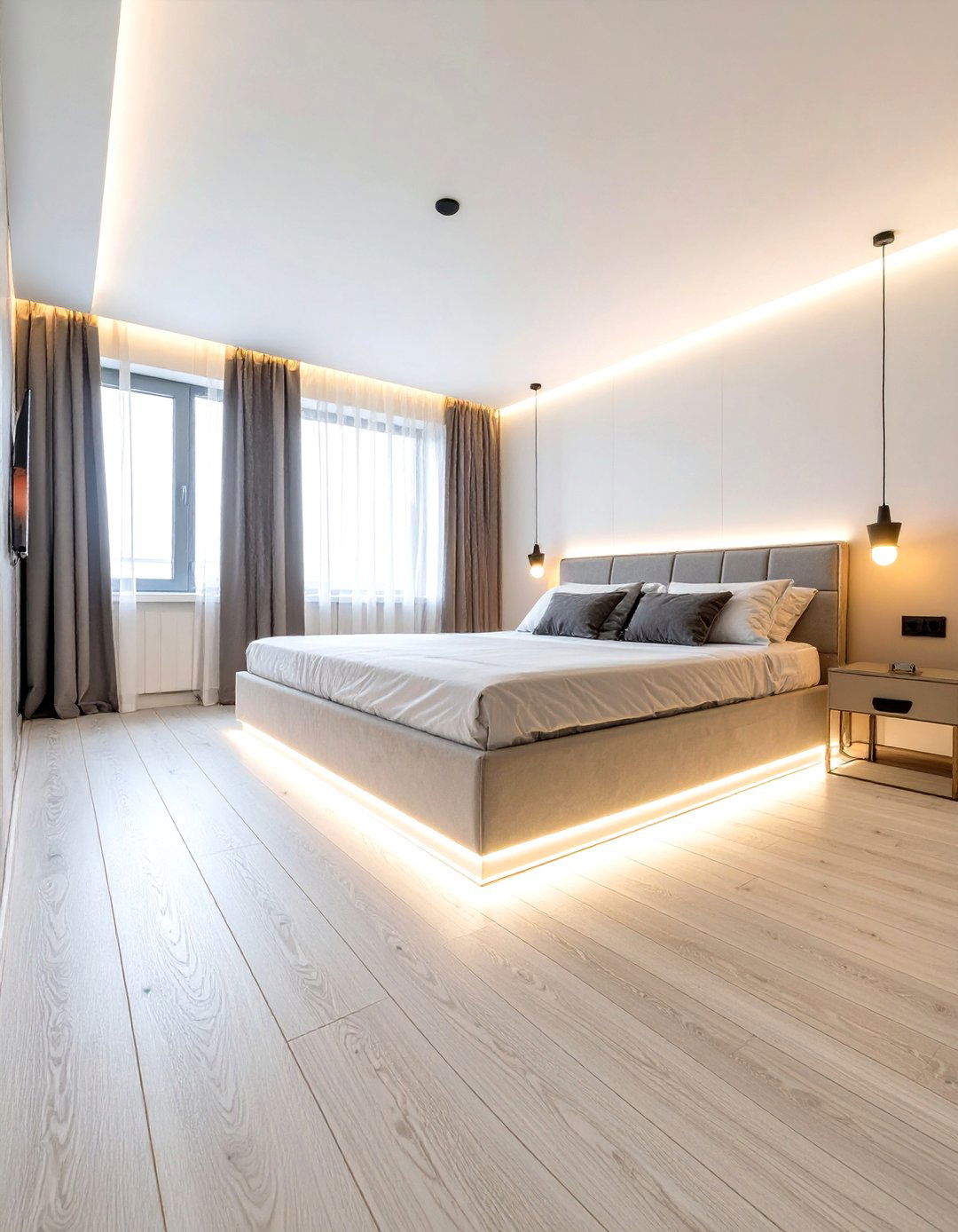 LED Light Strip Floor Trim - 30 teenage girl bedroom ideas with led lights