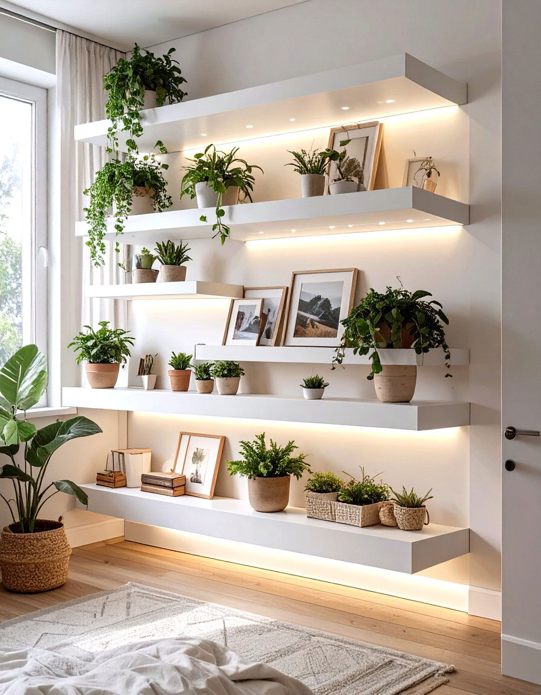 LED Lit Floating Shelves - 30 teenage girl bedroom ideas with led lights