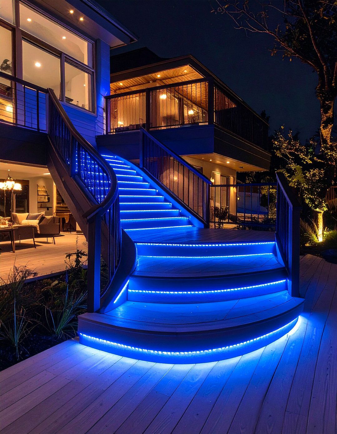LED Rope Light Accents - 30 deck lighting ideas