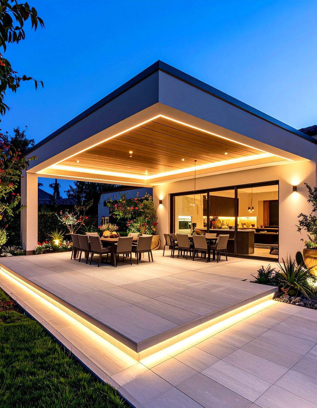 LED Strip Lighting Integrated Ceiling - 30 patio ceiling ideas