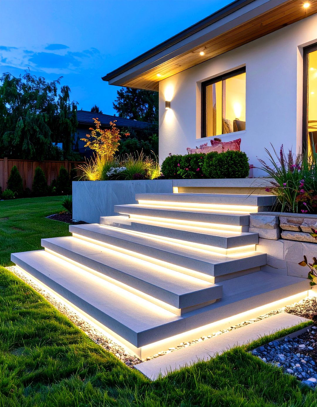 LED Strip Lighting Under Patio Steps - 30 patio lighting ideas