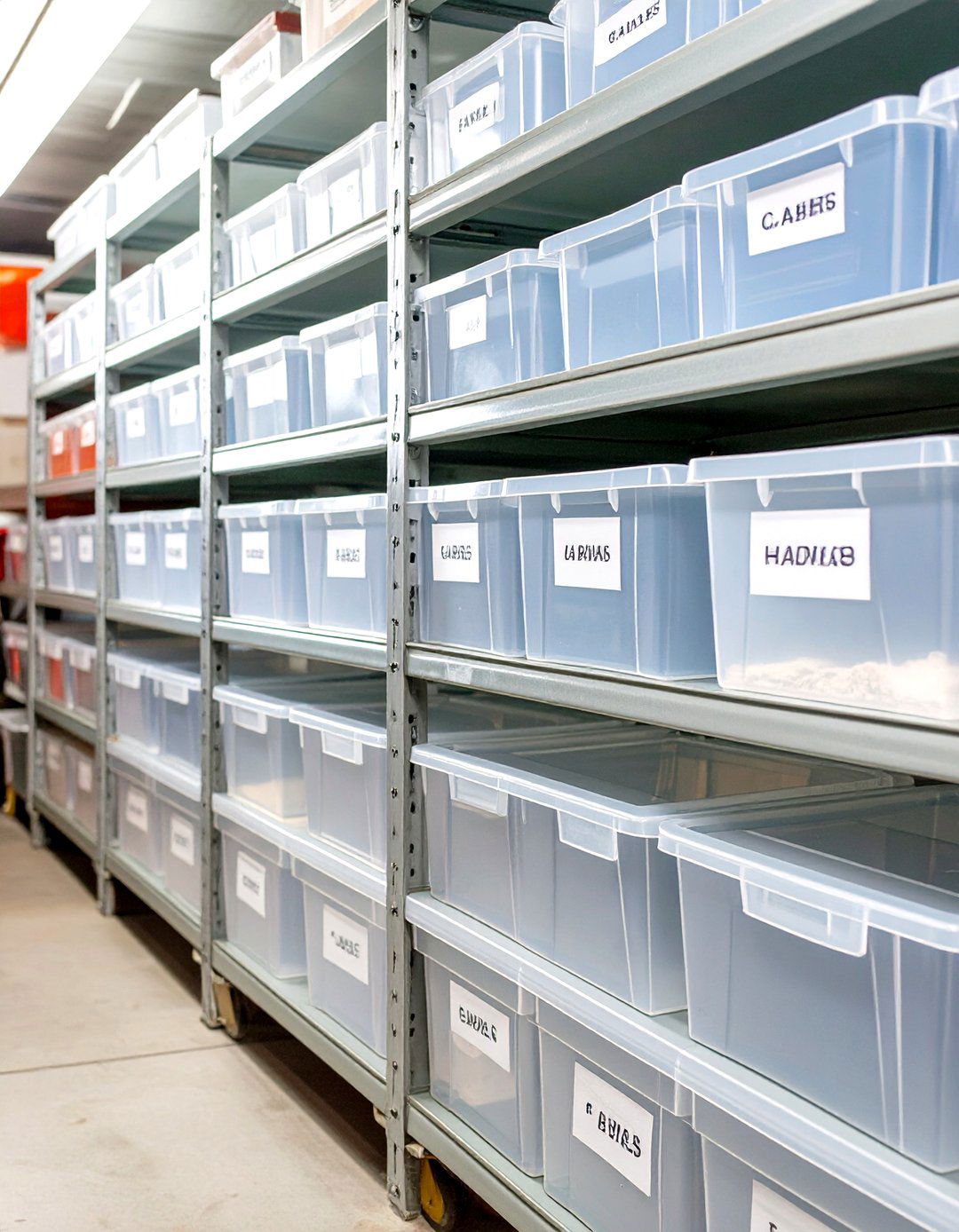 Labeled Storage Bins on Garage Shelves - 30 storage ideas for garage
