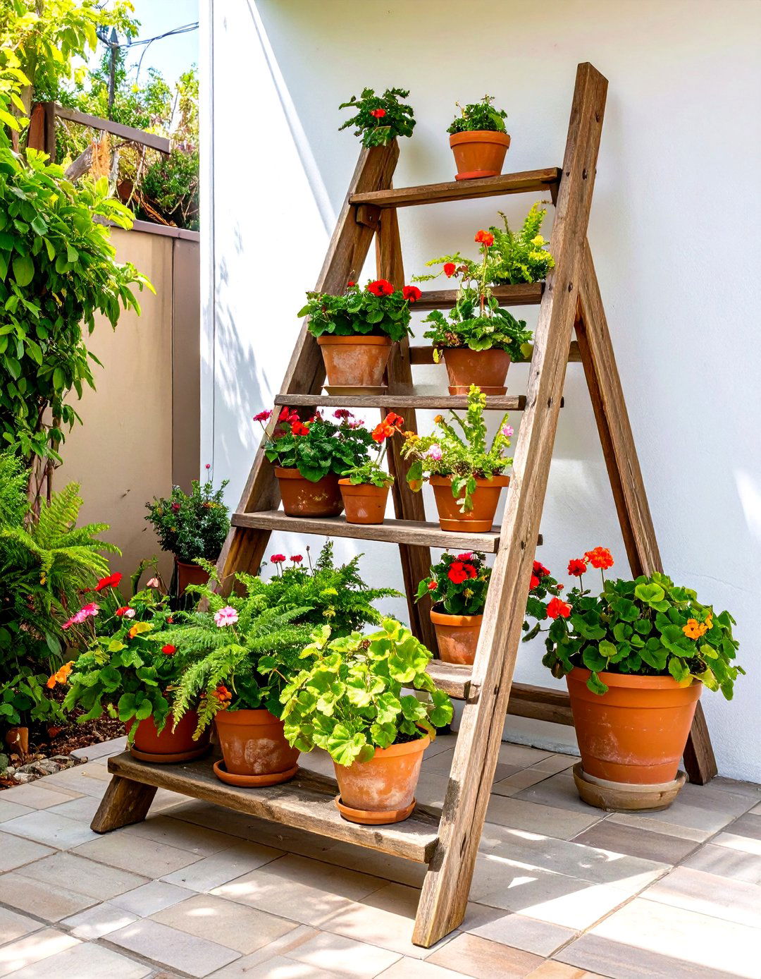 Ladder Plant Stand for Display - 30 simple garden ideas