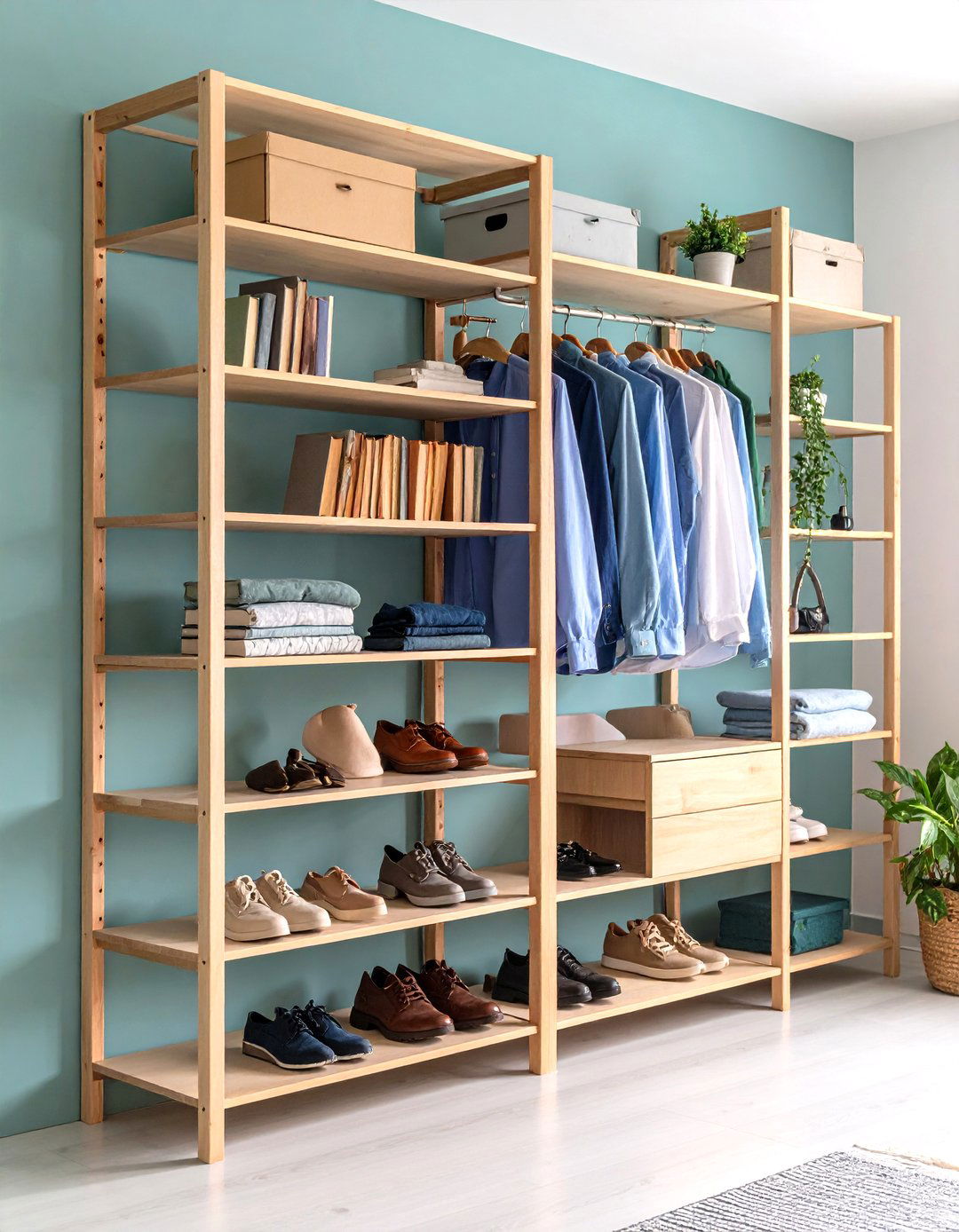 Ladder Shelving Wardrobe System - 30 diy closet ideas