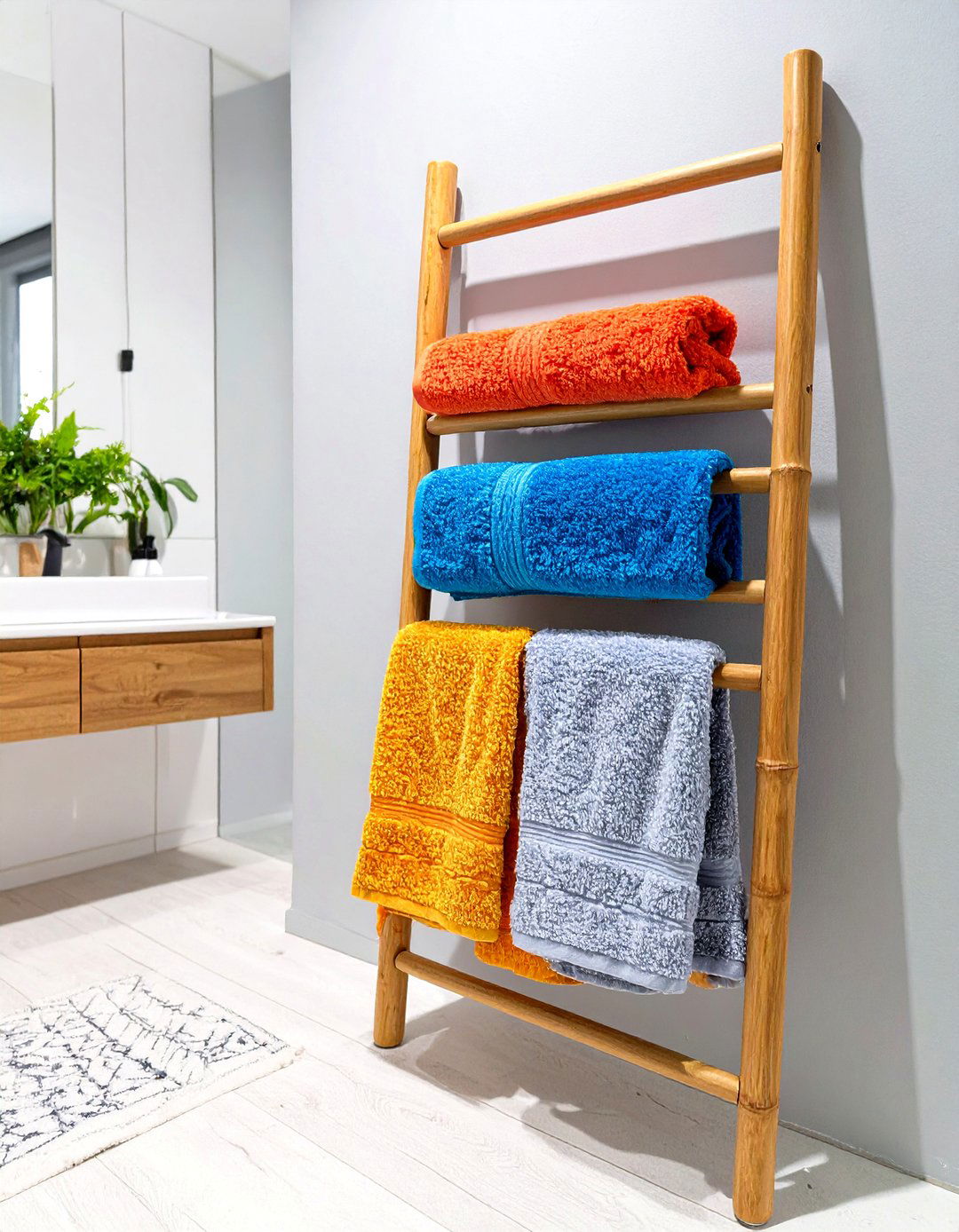 Ladder Style Towel Racks - 30 tiny bathroom ideas