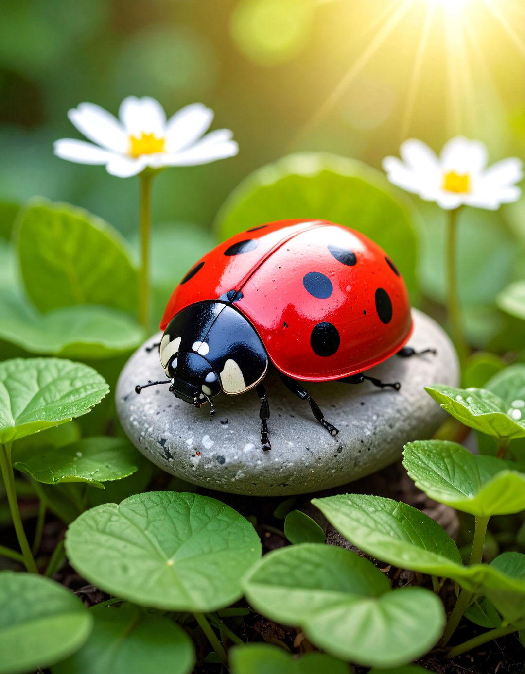 Ladybug Painted Rocks - 30 rock painting ideas for garden