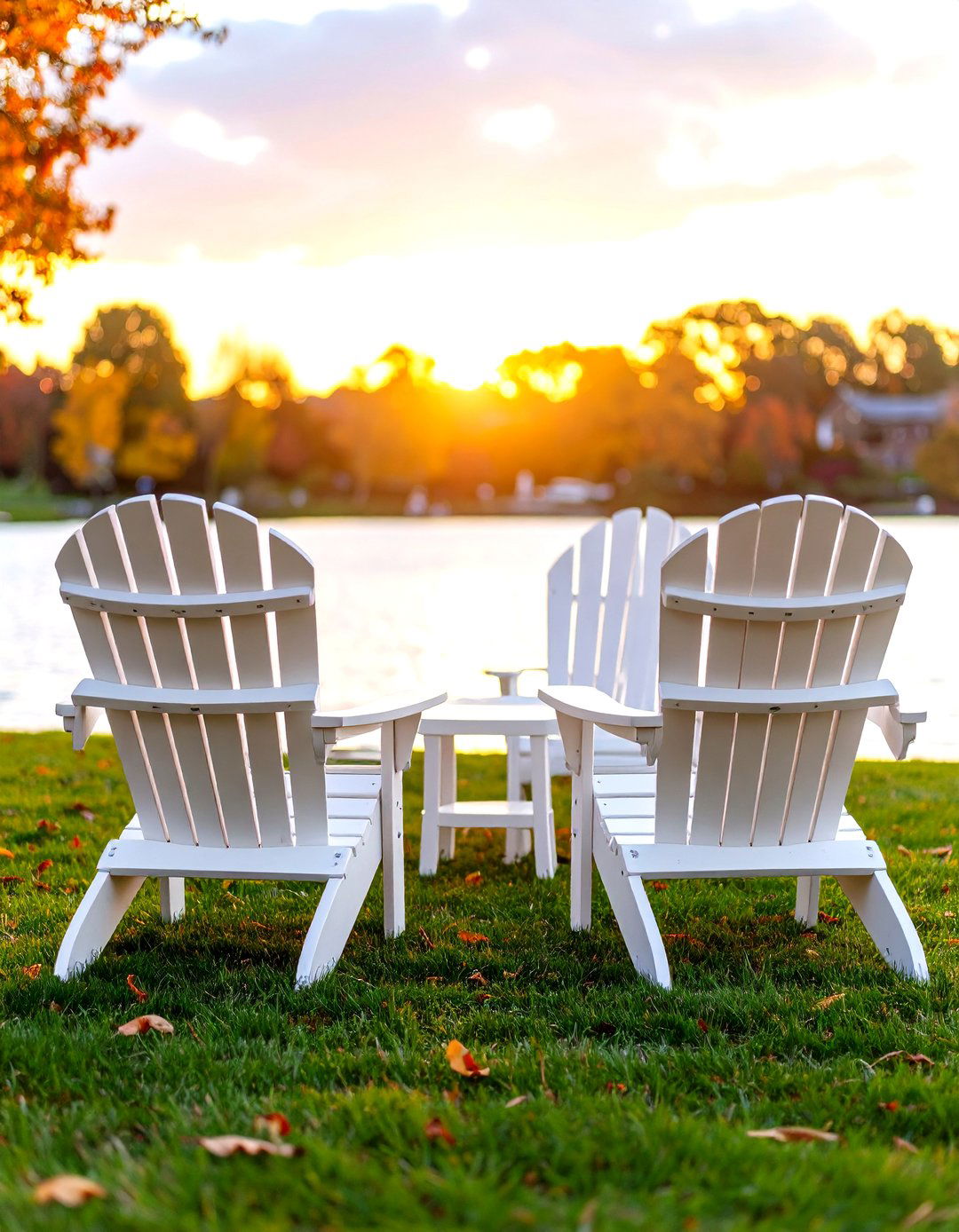 Lakeside Adirondack Chairs - 30 outdoor sitting area ideas
