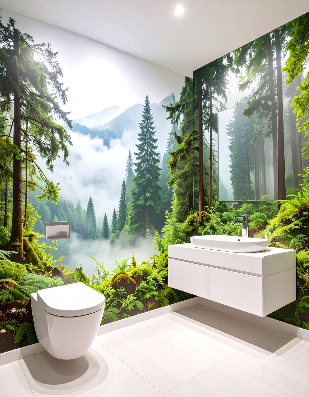 Landscape Mural Half Bathroom - 30 half bathroom wallpaper ideas