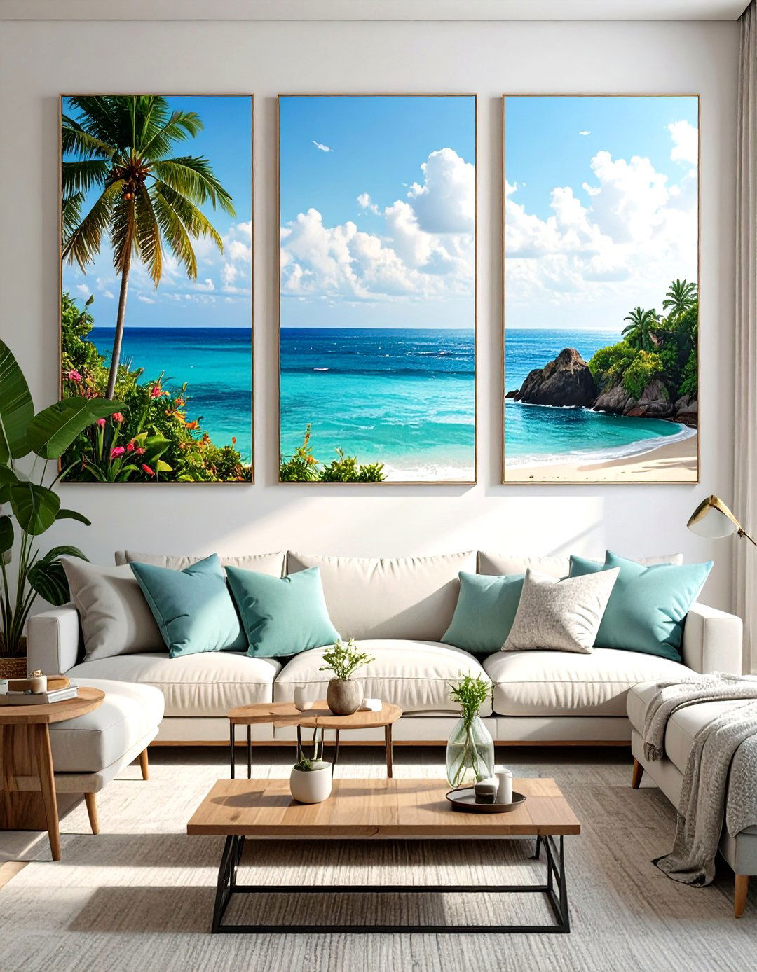 Landscape Triptych Above the Sofa - 30 wall pictures for living room ideas