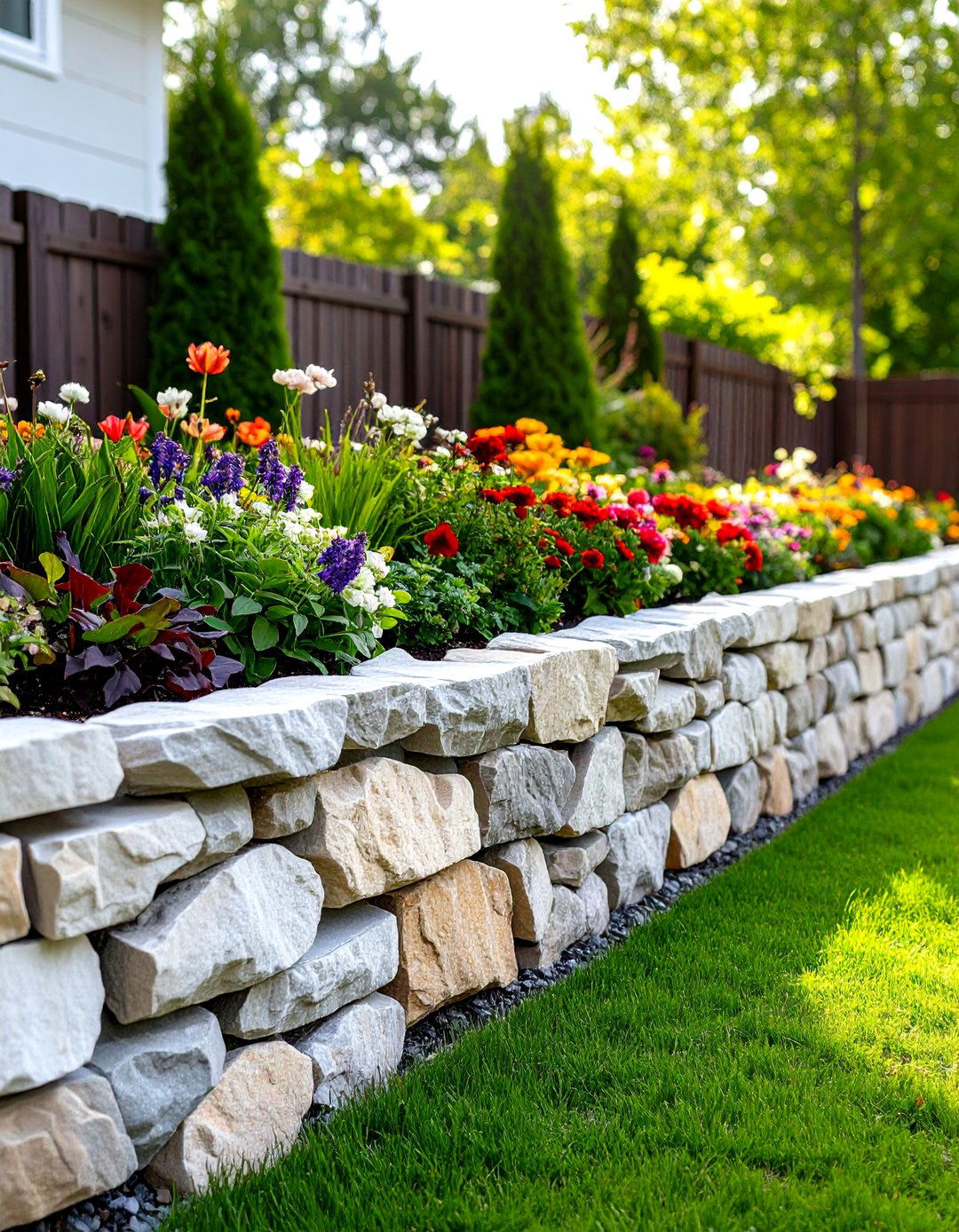 Lannon Stone Dry Stack Lawn Edging - 30 lawn edging ideas