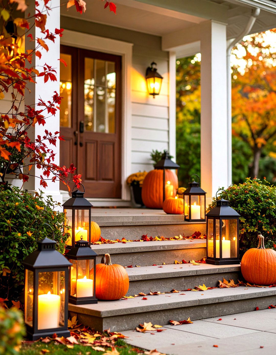Lantern Lit Front Porch - 30 front porch fall decorating ideas