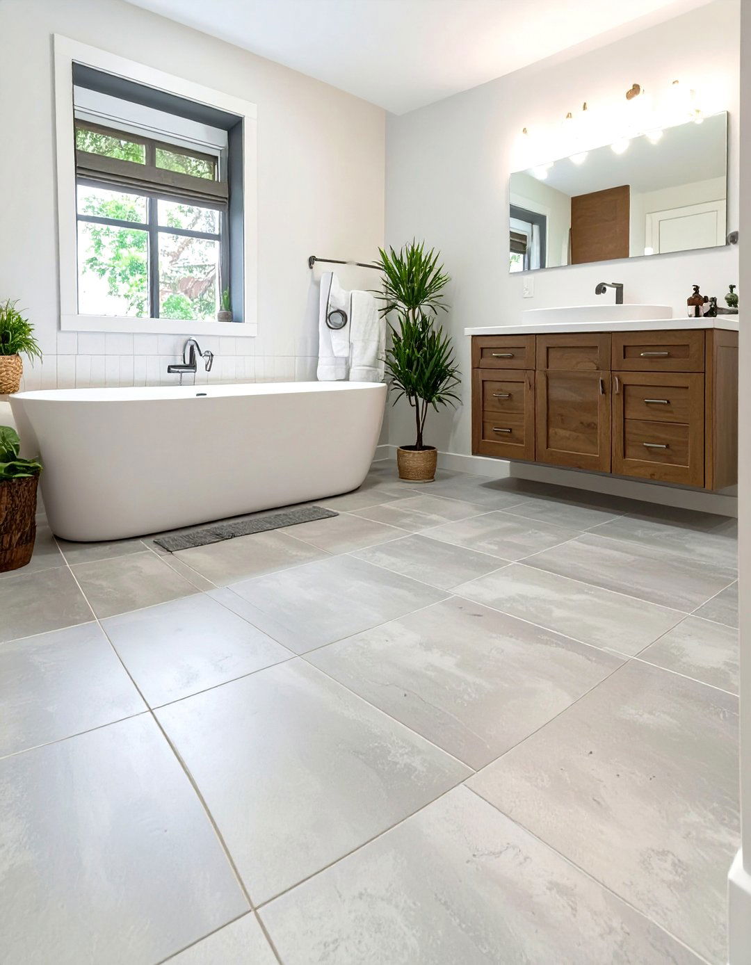 Large Format Floor Tiles - 30 small basement bathroom ideas