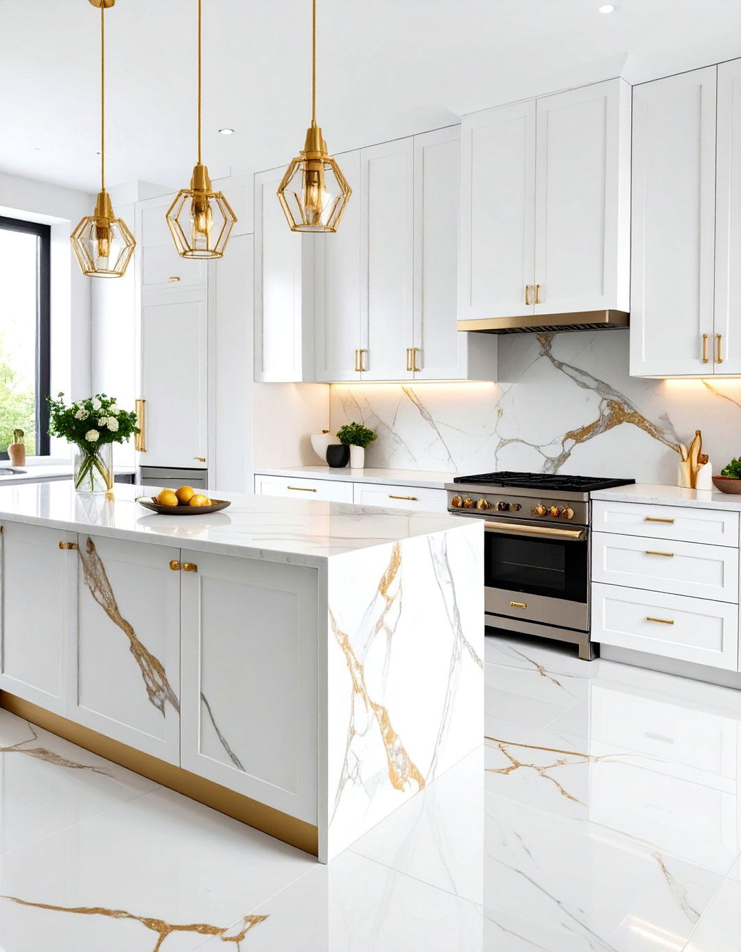 Large Format Marble Slabs - 30 kitchen backsplash ideas 2025
