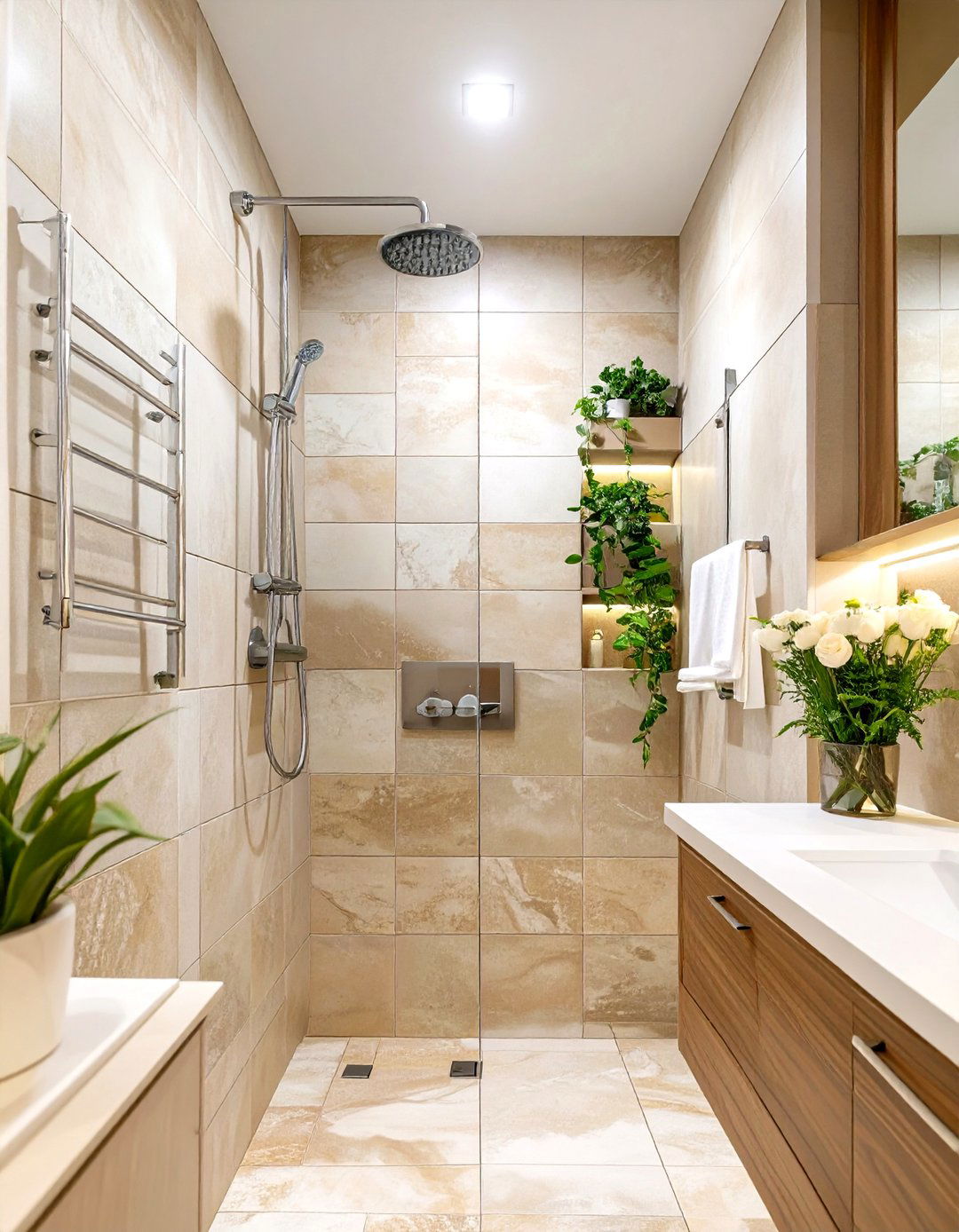 Large Format Neutral Shower Tile - 30 small shower tile ideas