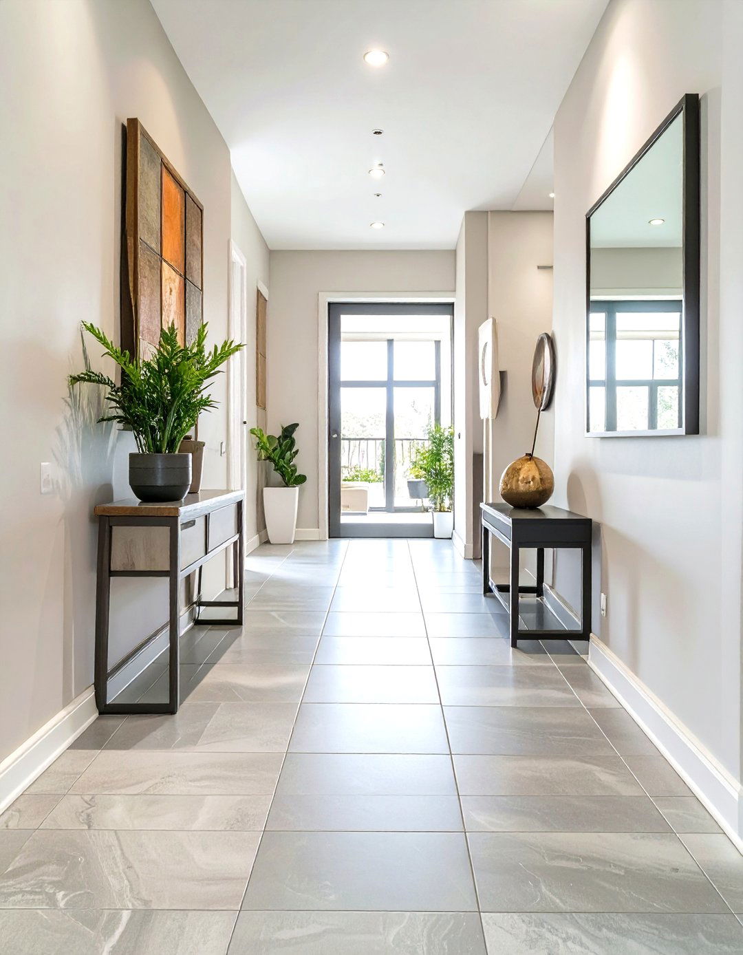 Large Format Neutral Tile Floor - 30 small entryway tile floor ideas