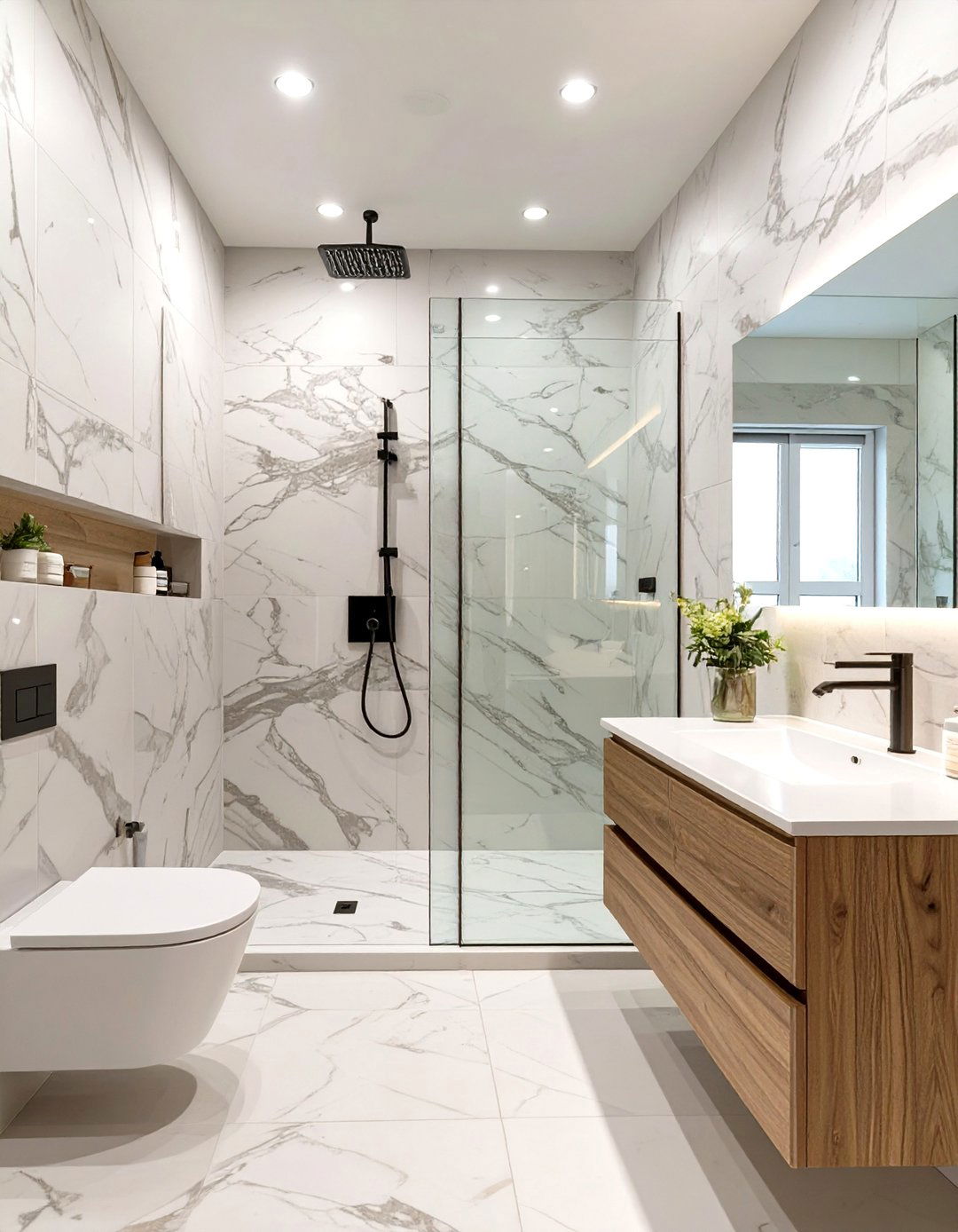 Large Format Porcelain Tile Bathroom Walls - 30 bathroom wall ideas