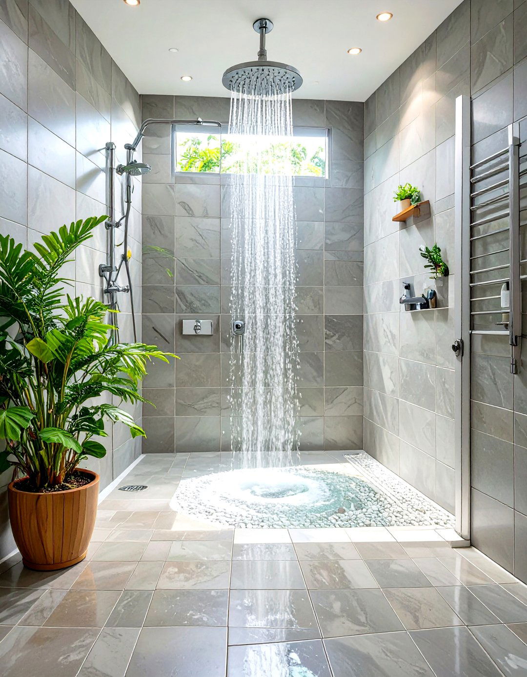 Large Format Porcelain Tile Shower Floor - 30 shower floor ideas