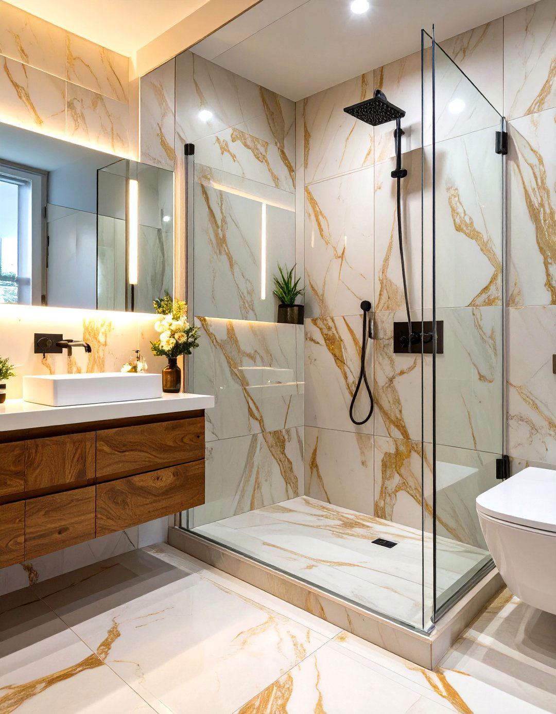 Large Format Porcelain Tile Shower Surround - 30 shower surround ideas