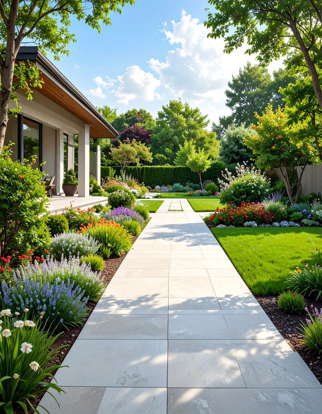 Large Format Porcelain Tile Walkway - 30 modern garden path ideas