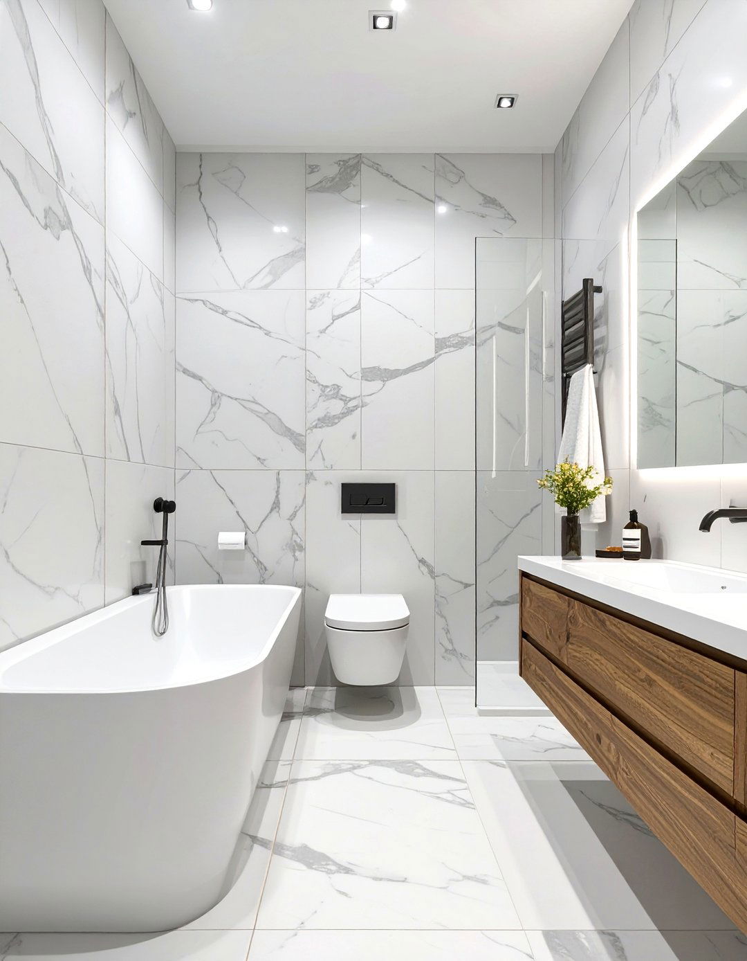 Large Format Porcelain Tile Walls - 30 ultra modern modern luxury bathroom design ideas