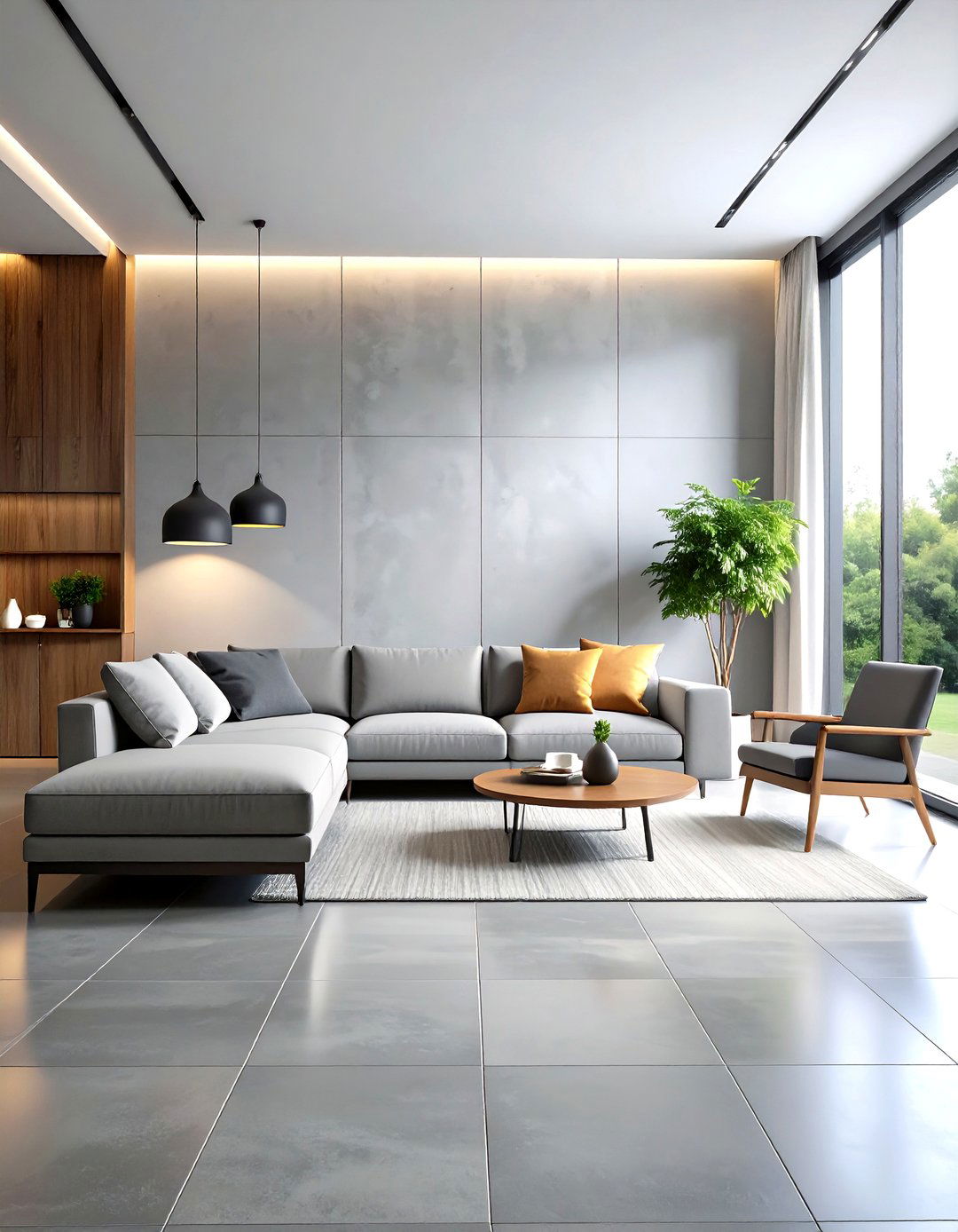 Large Format Porcelain Tiles - 30 living room floor ideas
