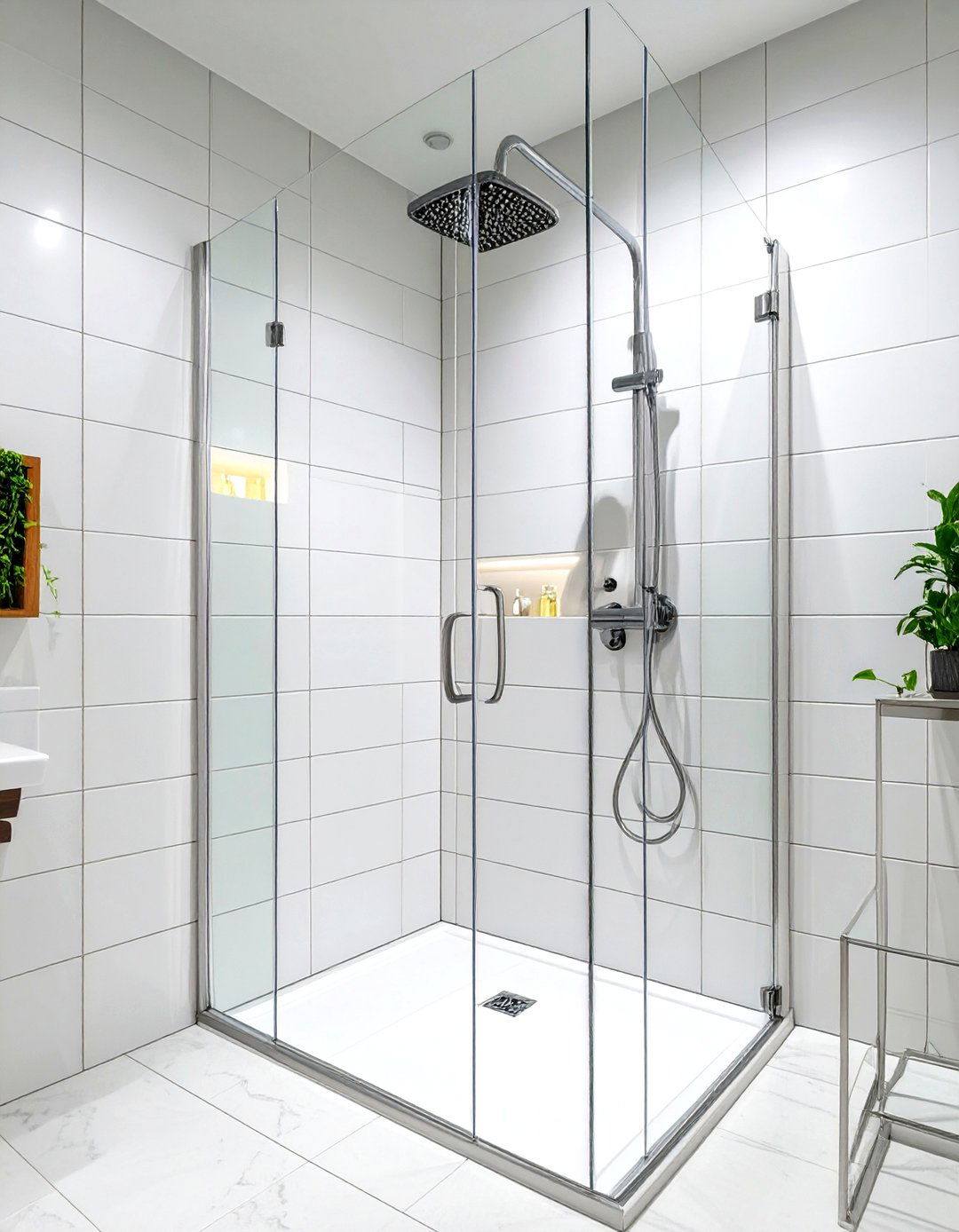 Large Format White Porcelain Shower Tile - 30 white shower tile ideas