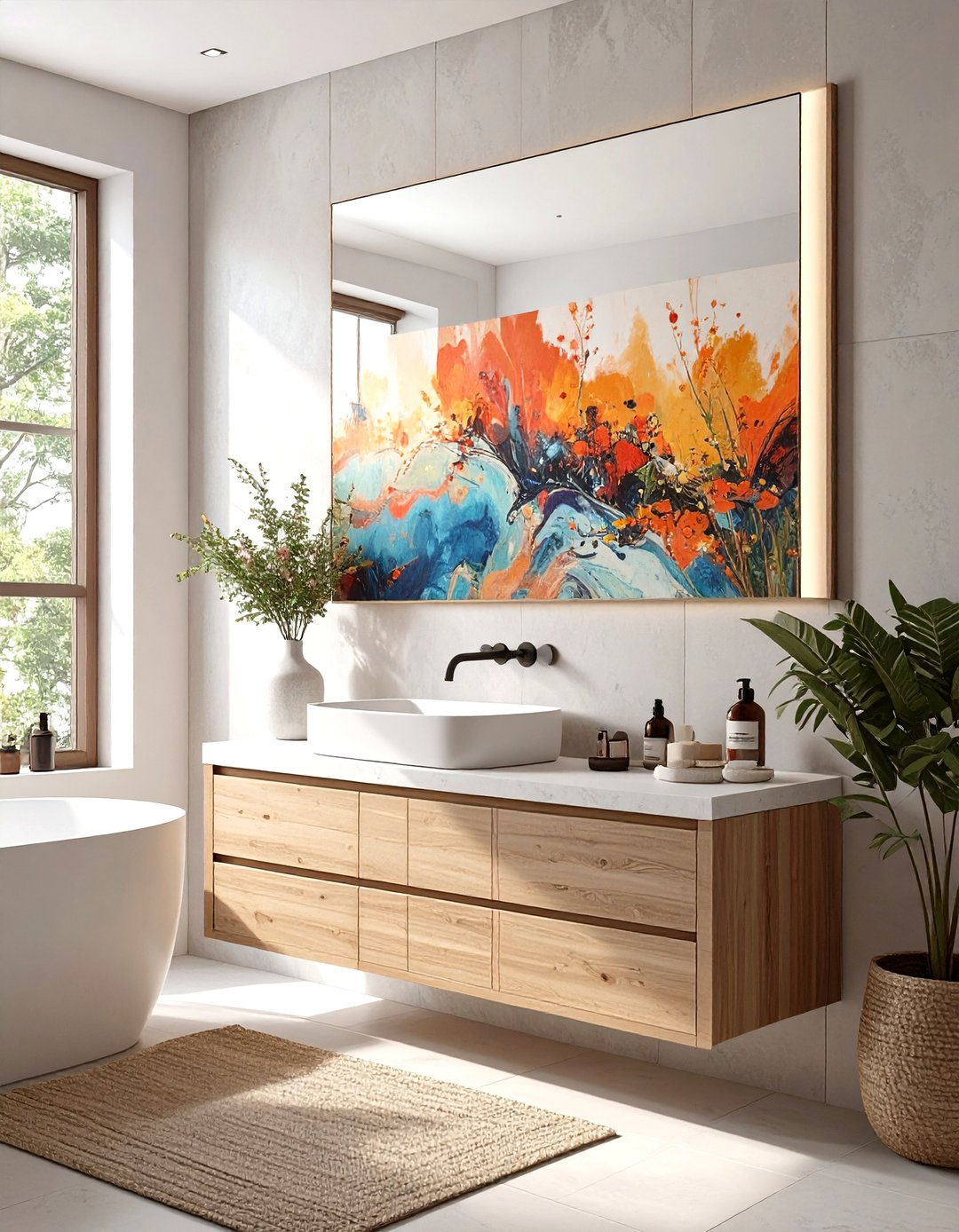 Large Mirror to Amplify Light and Depth - 30 small half bathroom ideas