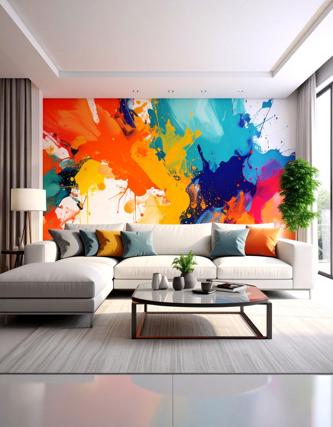 Large Scale Art Mural Wall - 30 living room accent wall decor ideas