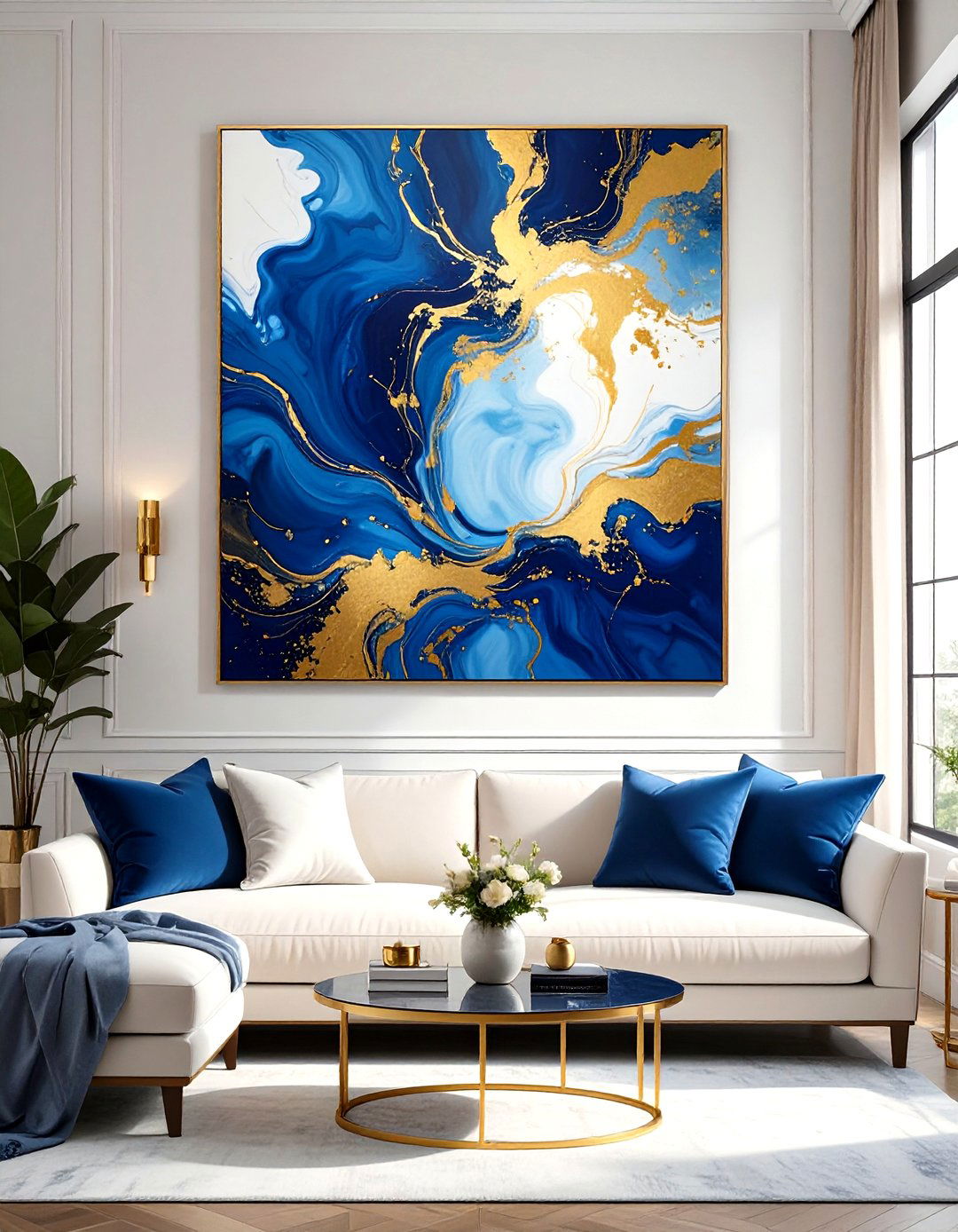 Large Scale Art as a Living Room Focal Point - 30 wall decoration ideas for living room