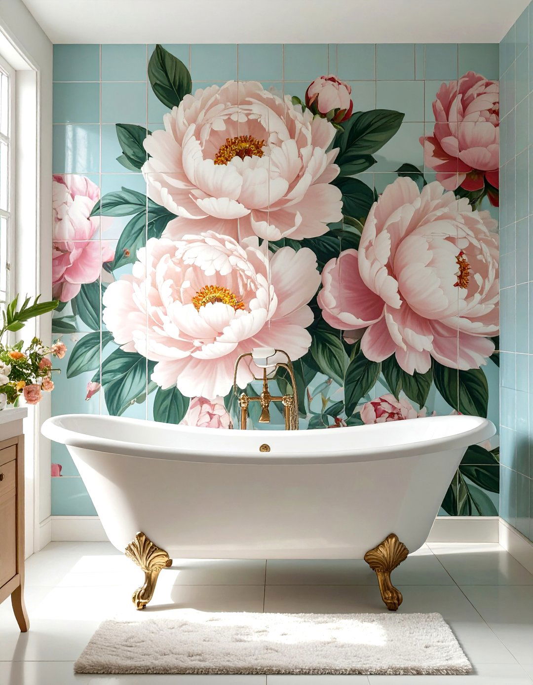 Large Scale Floral Mural Tiles