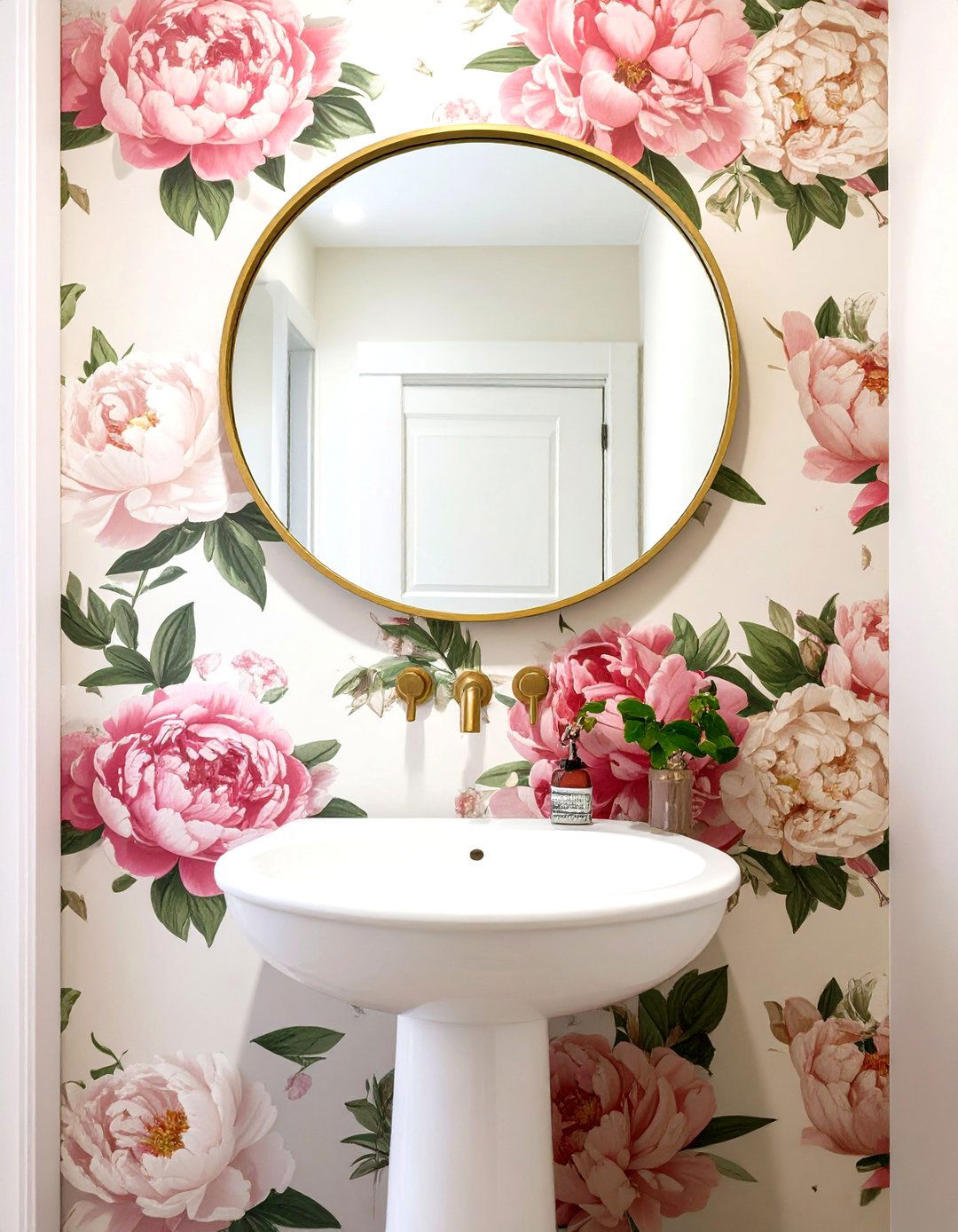 Large Scale Floral Print Wallpaper - 30 small bathroom bathroom wallpaper ideas