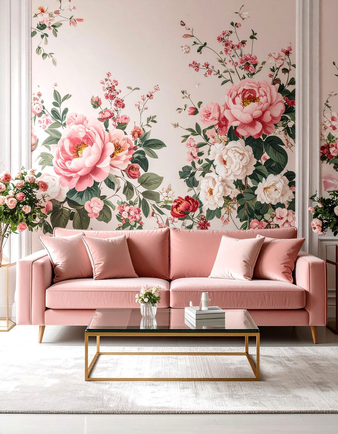 Large Scale Floral Wallpaper Living Room Wall - 30 accent wall ideas for living room