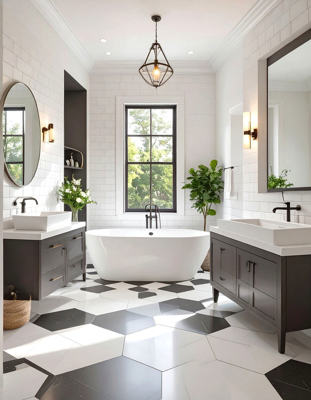 Large Scale Patterned Floor Tiles - 30 small bathroom remodeling ideas