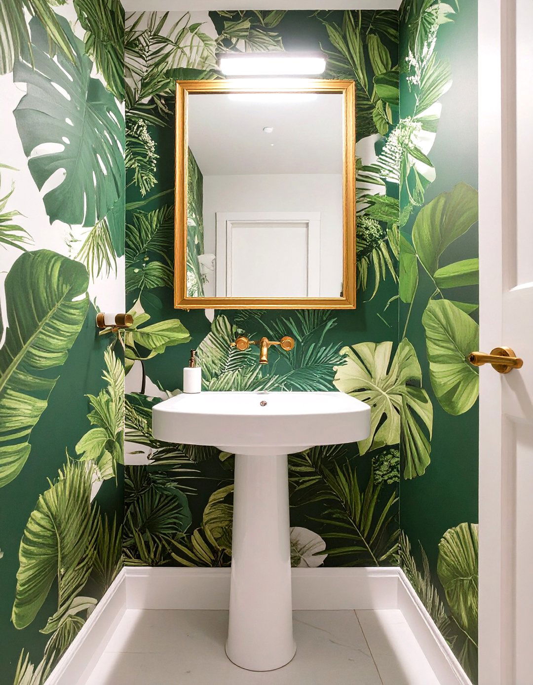 Large Scale Patterned Wallpaper - 30 very small small half bathroom ideas