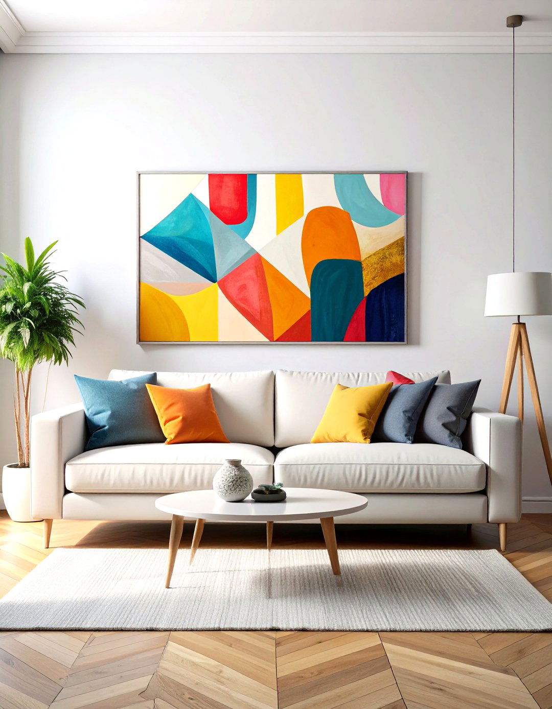 Large Scale Single Print Picture Wall - 30 picture wall ideas for living room