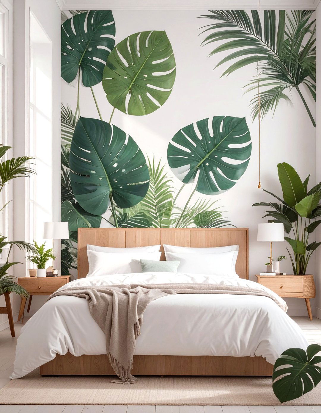Large Scale Tropical Leaf Wallpaper - 30 wallpaper ideas for bedroom