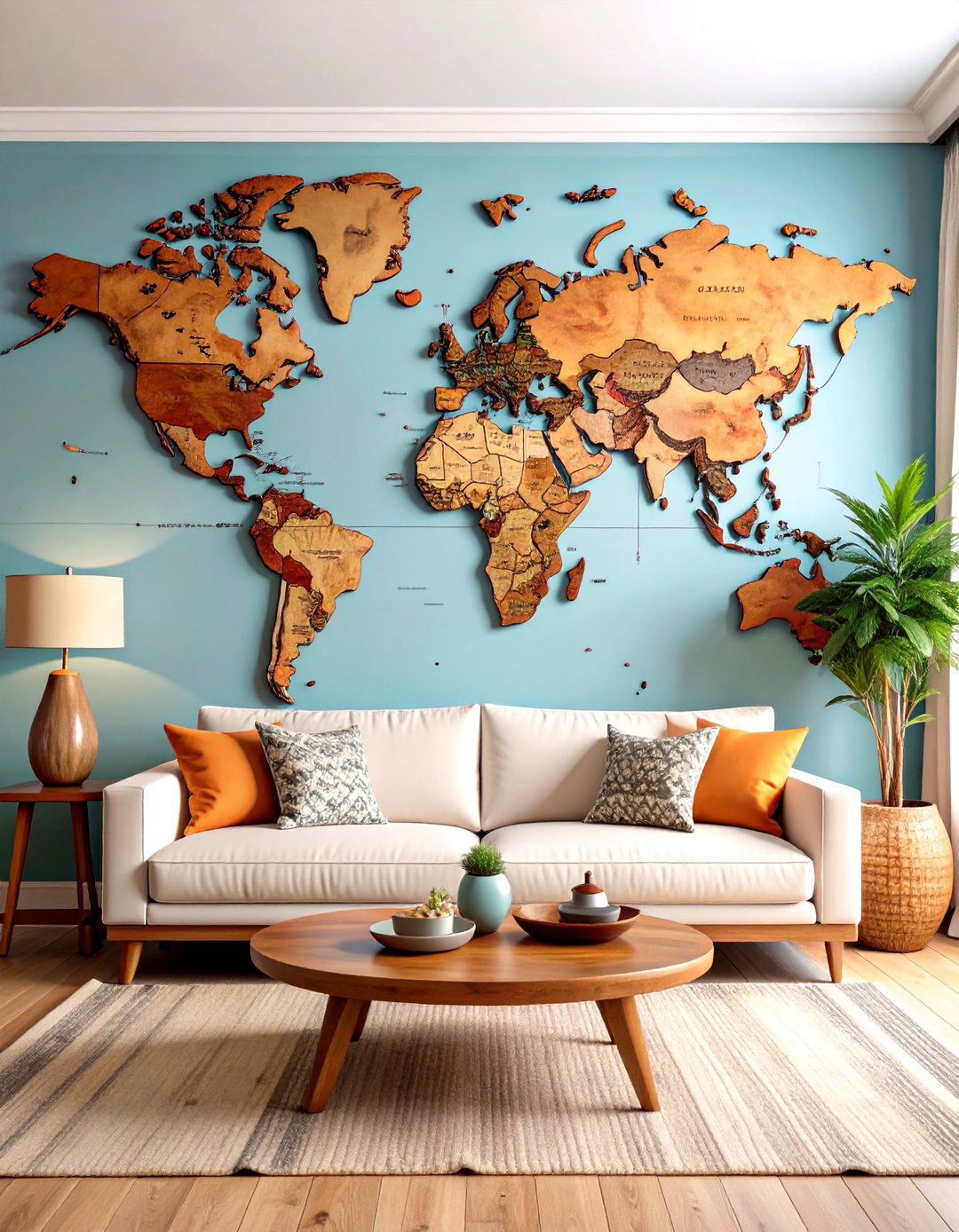 Large Scale World Map Decor - 30 large wall decor ideas for living room
