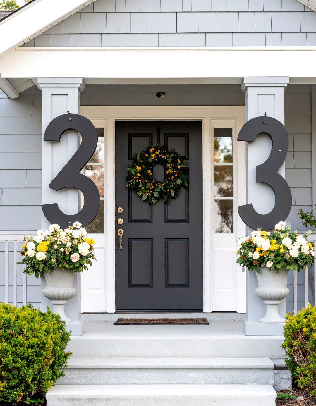 Large Statement House Numbers - 30 porch decor ideas