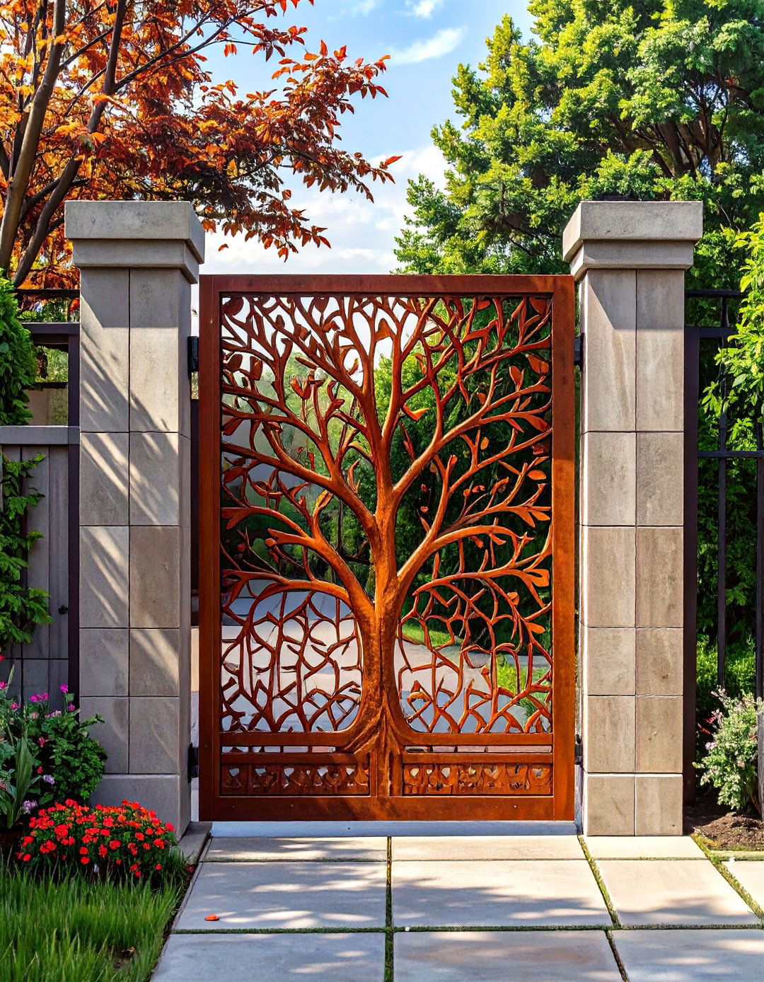 Laser Cut Metal Art Panel Fence - 30 modern front yard fence ideas