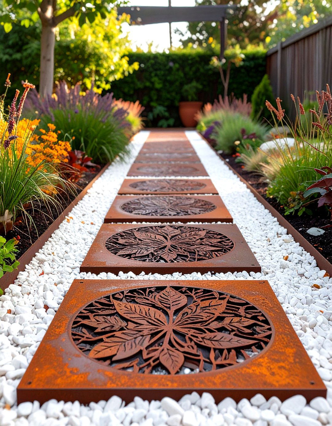 Laser Cut Metal Panel Garden Path - 30 unique garden path ideas